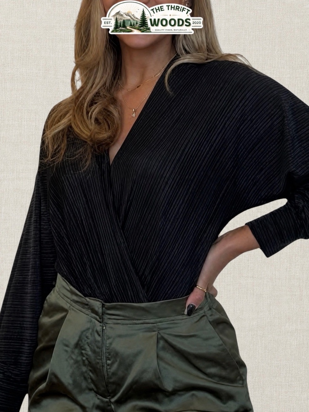 Dynamite V-Neck Surplice Long-Sleeve